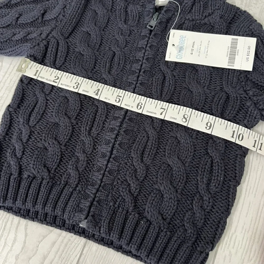 Gymboree Blue Cable Knit Cottage Zip Up Sweater Jacket